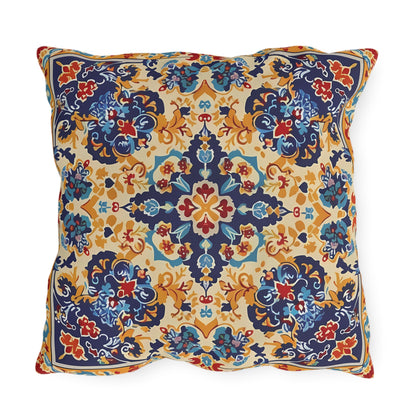 Moorish Elegance Square Outdoor Pillow - Spun Polyester - Double-Sided Print - UV-Resistant - Water-Resistant - Available in 3 sizes.