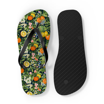 Noble Citrus Mosaic Flip Flops - 5/8" Thick Comfortable Summer or Winter Gym/Sauna Footwear for Men, Women.