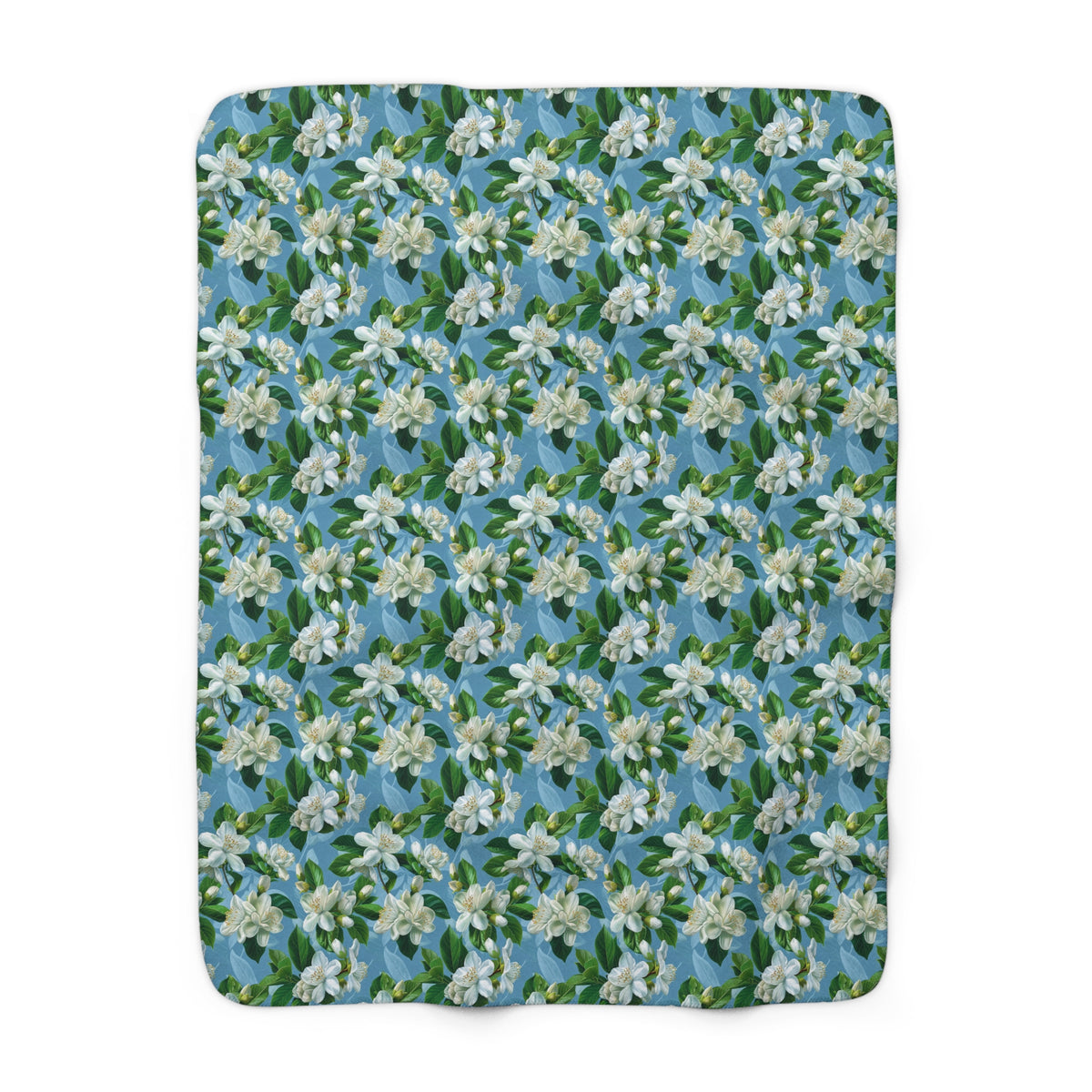 Jasmine Whisper Sherpa Fleece Blanket - Wrap Yourself in Floral Serenity - Softness and Style in Every Thread! Available in 2 sizes.