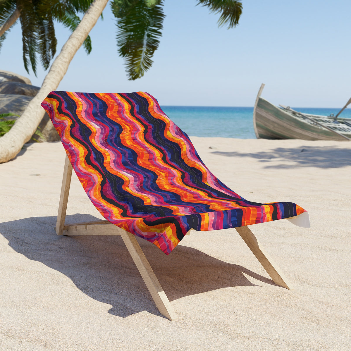 Desert Sunset Waves Luxurious Designer Beach Towel - Wrap Yourself in Southwest Splendor! Available in 2 sizes.