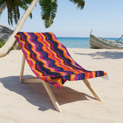 Desert Sunset Waves Luxurious Designer Beach Towel - Wrap Yourself in Southwest Splendor! Available in 2 sizes.