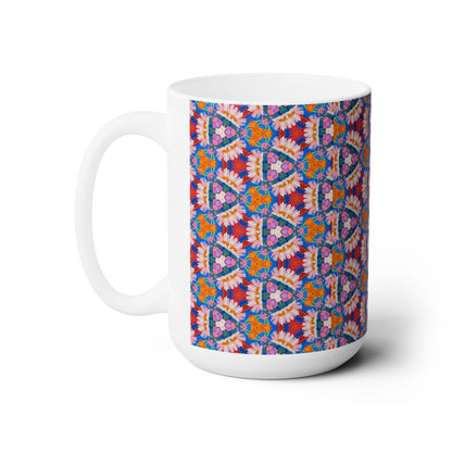 Geometric Blossom Ceramic Mug - 15 oz - Art on Every Side, Morning Approved.