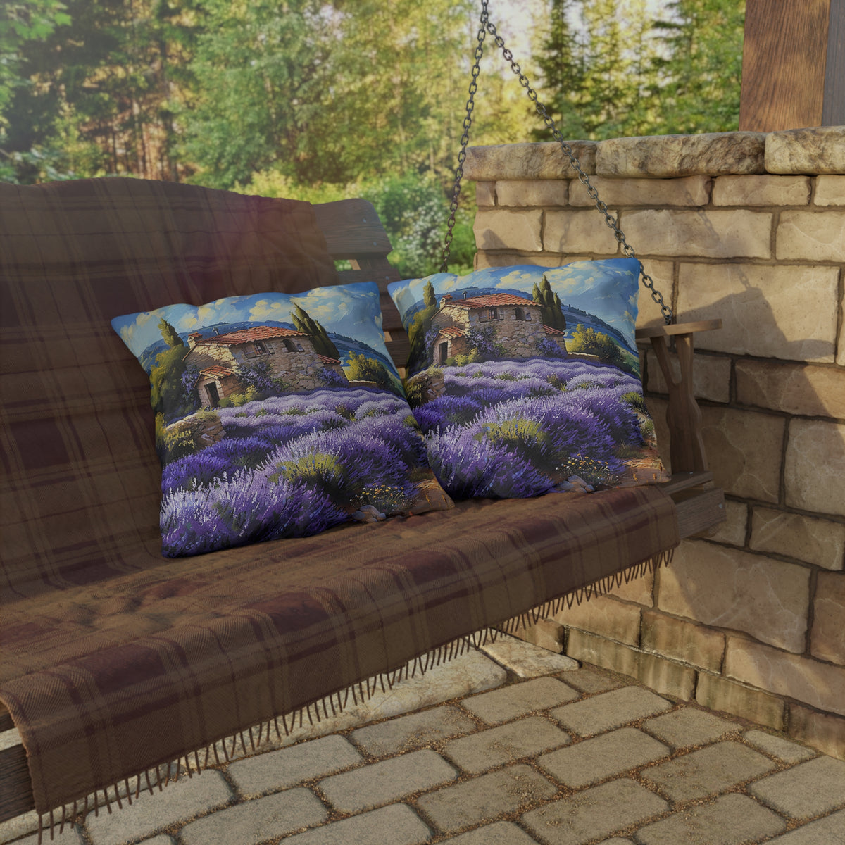 Tuscan Lavender Dreams Square Outdoor Pillow - Spun Polyester - Double-Sided Print - UV-Resistant - Water-Resistant - Available in 3 sizes.