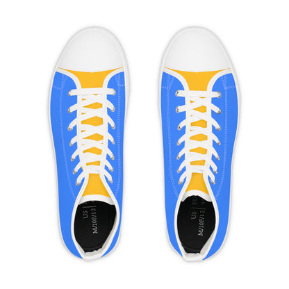 Bold & Gold Men's Two-Tone High Top Sneakers - Stand Out in Style with Classic Blue and Striking Gold! The Perfect Sporty Conbination!