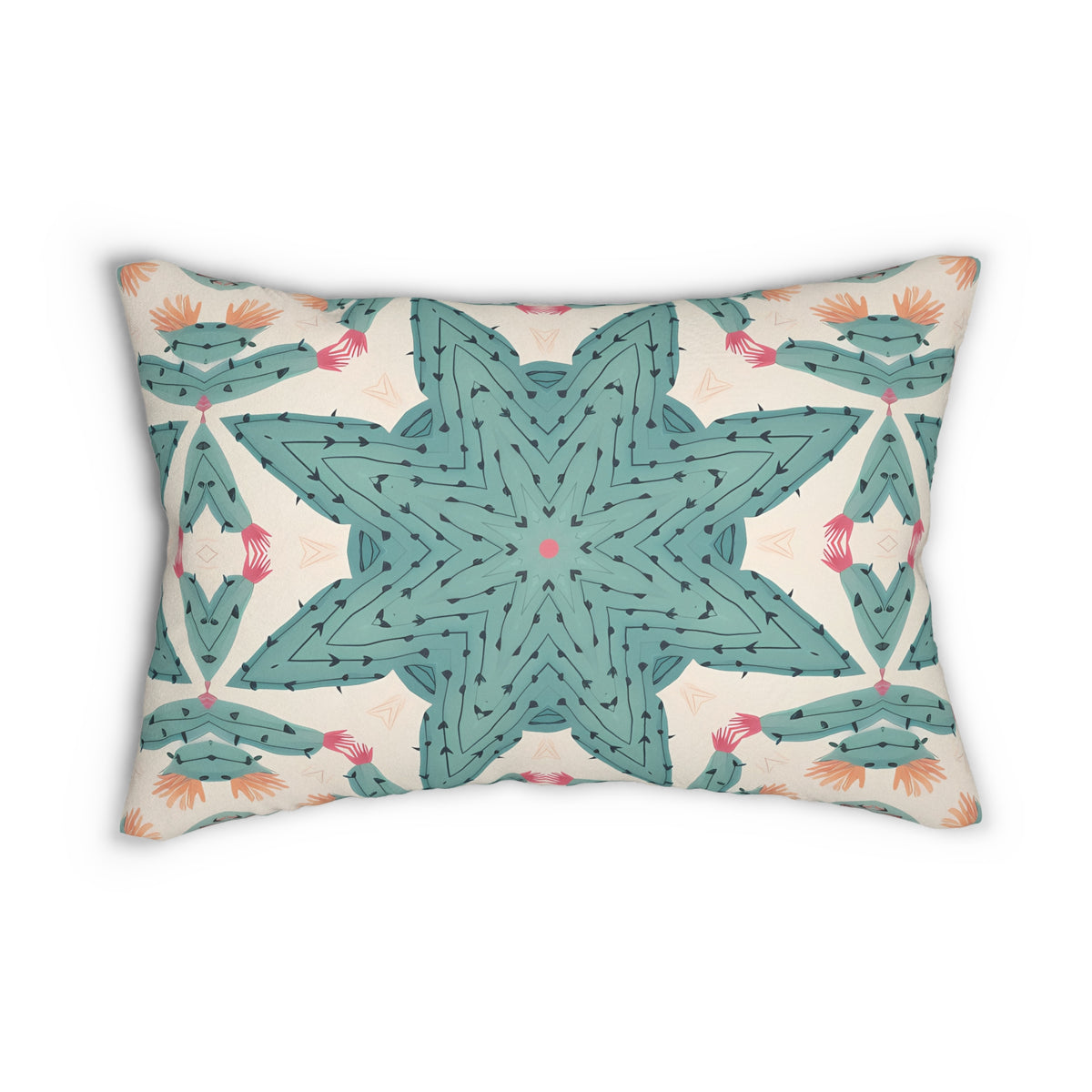 Desert Cactus Star Lumbar Pillow - Spun Polyester - Double-Sided Print - Concealed Zipper - 20" x 14"