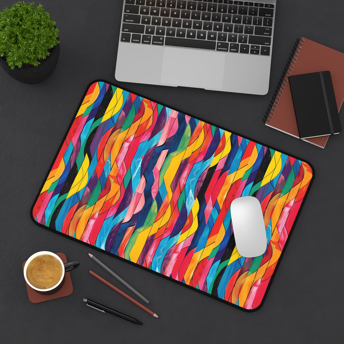Retro Ripples Desk Mat (Desk Pad) - Colorful Vibes for Your Desk! Available in 3 sizes.