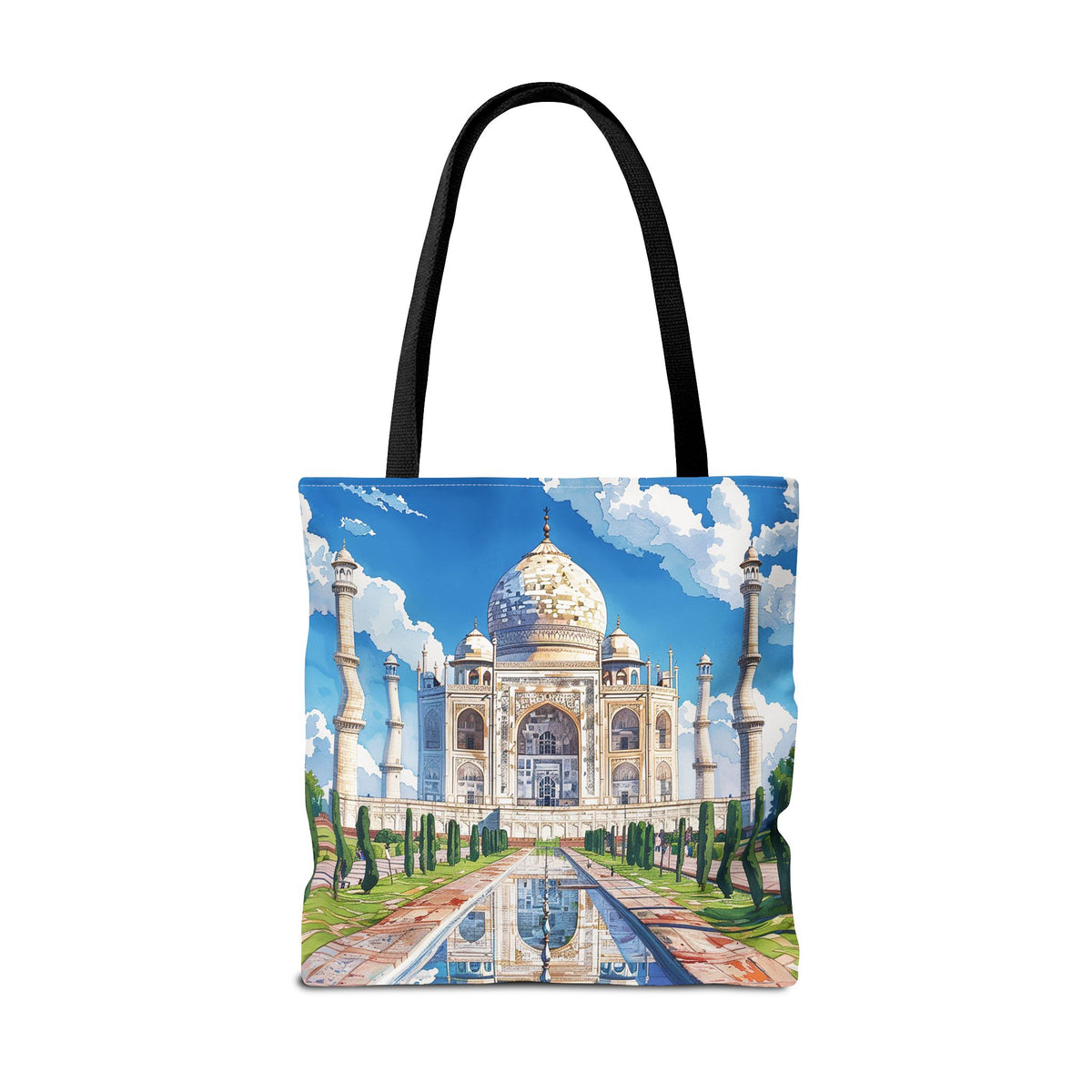 Majestic Taj Mahal Reflection Tote Bag - Carry the Splendor of the Taj Wherever You Go! Available in 3 sizes.