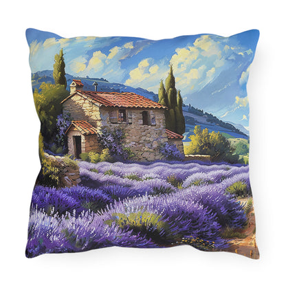 Tuscan Lavender Dreams Square Outdoor Pillow - Spun Polyester - Double-Sided Print - UV-Resistant - Water-Resistant - Available in 3 sizes.