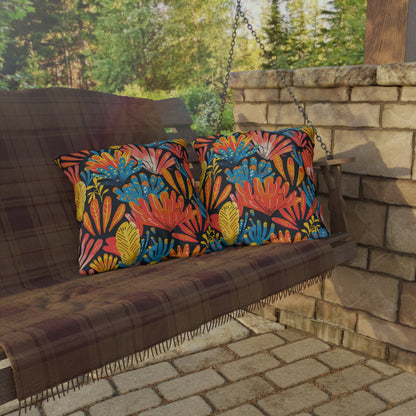 Coral Plume Square Outdoor Pillow - Spun Polyester - Double-Sided Print - UV-Resistant - Water-Resistant - Available in 3 sizes.
