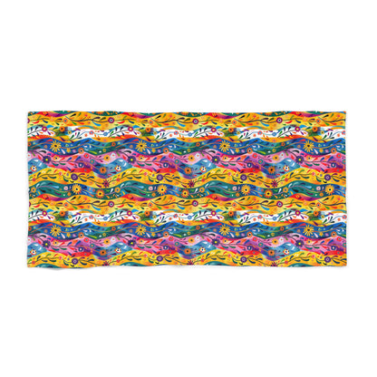 Floral Rhythms Luxurious Beach Towel - Bask in the Rhythm of the Sun! Available in 2 sizes.