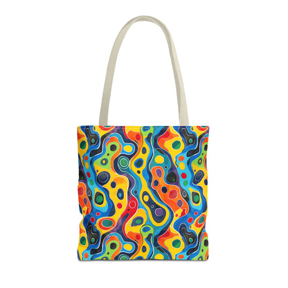 Groovy Splash Tote Bag - Unleash Your Inner Groove with a Splash of Color! Available in 3 sizes.