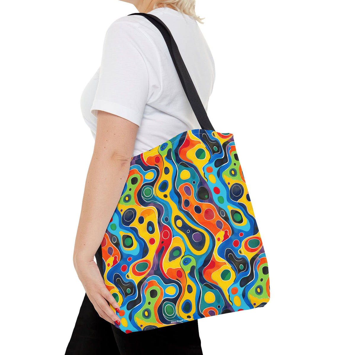 Groovy Splash Tote Bag - Unleash Your Inner Groove with a Splash of Color! Available in 3 sizes.