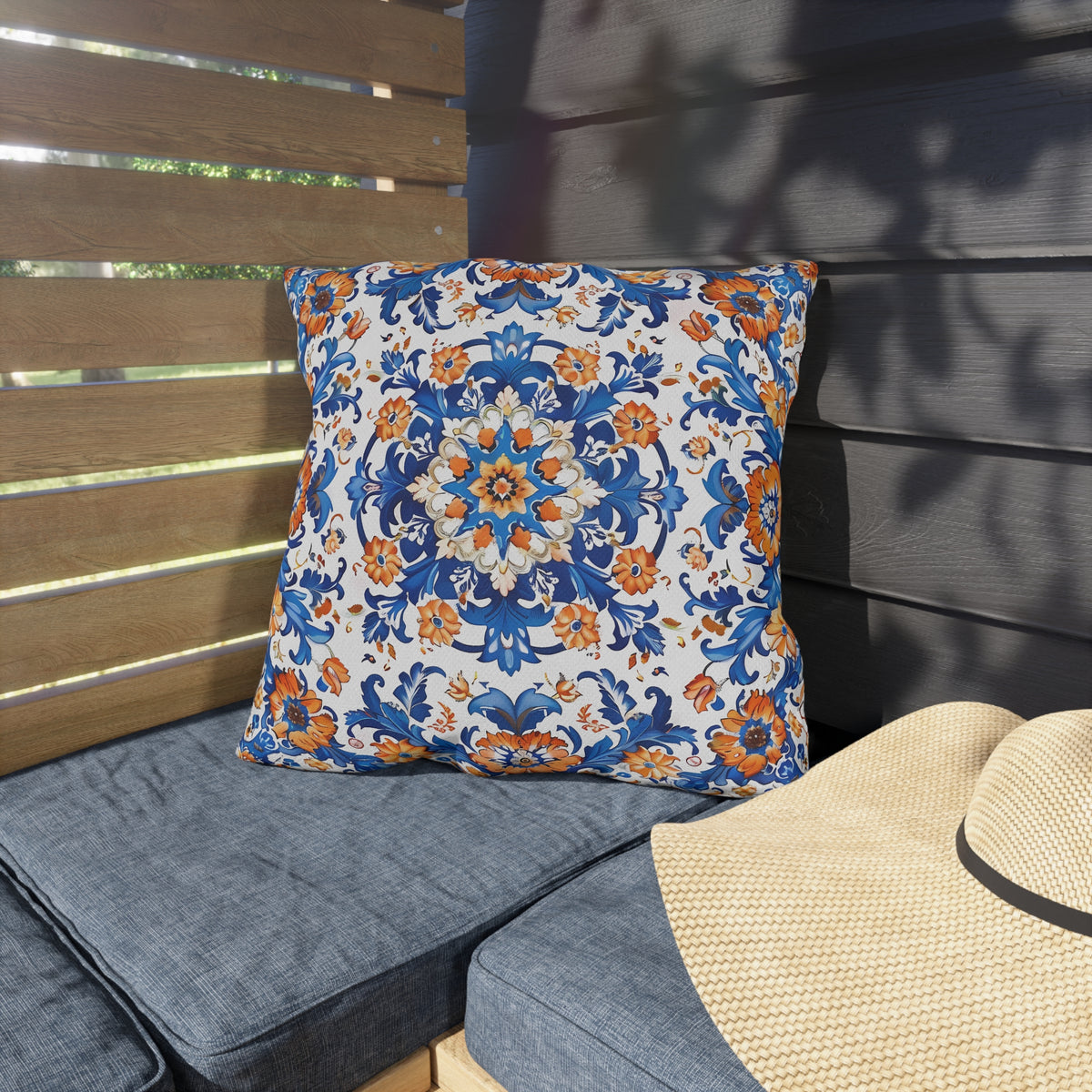 Sierra Blossom Square Outdoor Pillow - Spun Polyester - Double-Sided Print - UV-Resistant - Water-Resistant - Available in 3 sizes.
