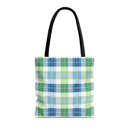 Spring Mist Plaid Tote Bag - Tote Your Essentials in Style - Fresh Plaid for Bright Days! Available in 3 sizes.