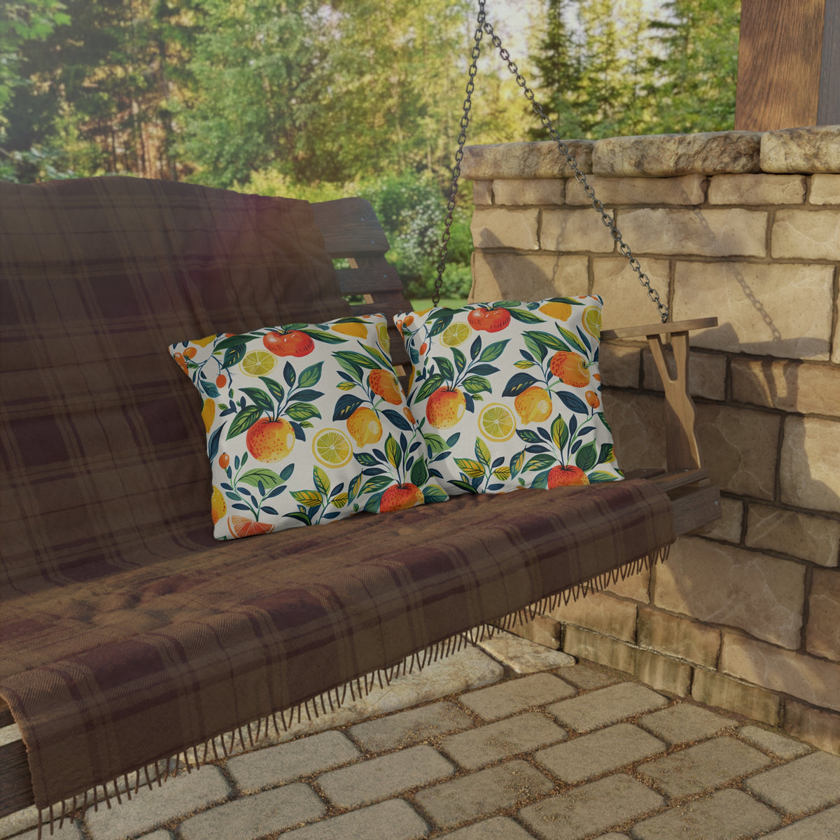 Citrus Breeze Square Outdoor Pillow - Spun Polyester - Double-Sided Print - UV-Resistant - Water-Resistant - Available in 3 sizes.