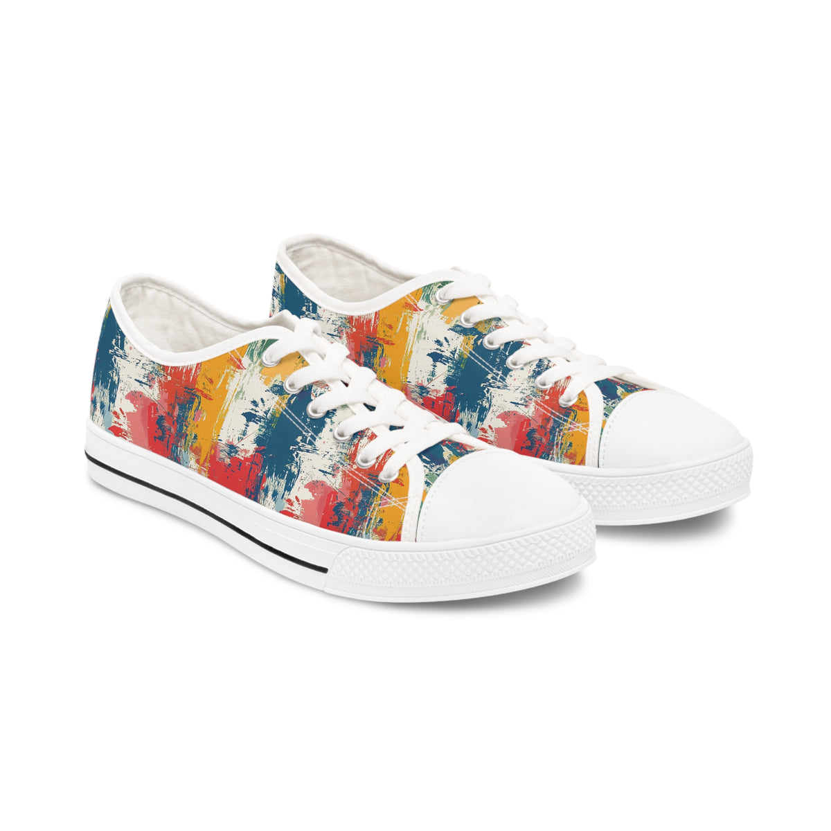 Paint Splash Palette Ladies' Low Top Sneakers - Step into Art – Where Every Step Becomes a Masterpiece!