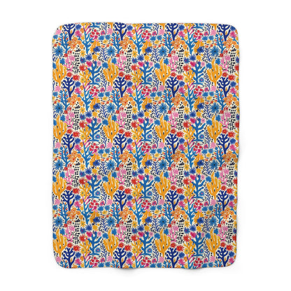 Coral Bloom Harmony Sherpa Fleece Blanket - Snuggle in Modern Color and Style! Available in 2 sizes.