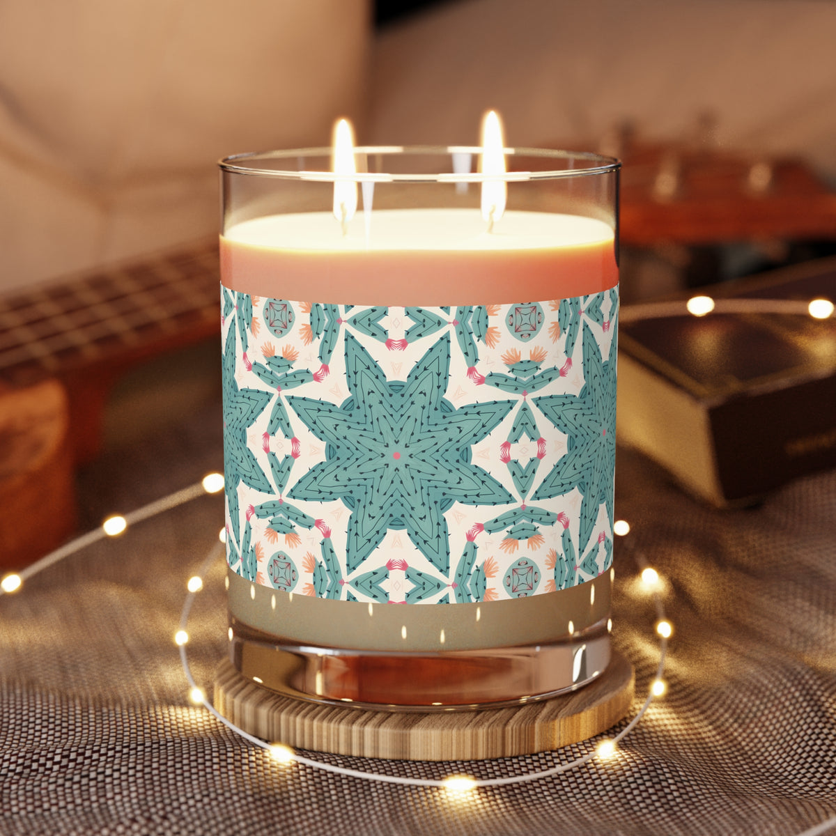 Desert Cactus Star 100% Soy Wax Scented Candle - 11 oz. Full-Glass, Phthalate-Free & Lead-Free - Three Fragrance Options