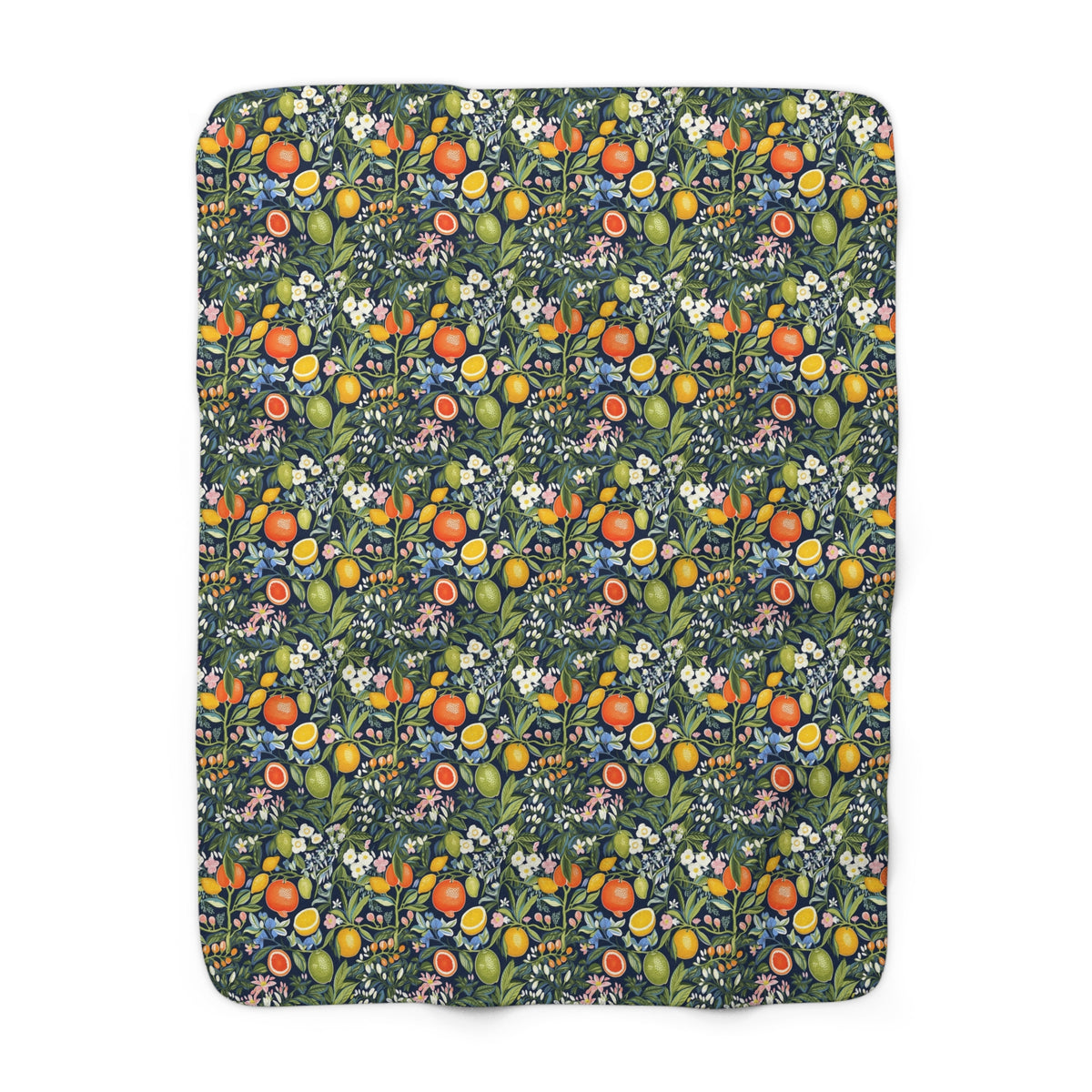 Magical Fruitiness Sherpa Fleece Blanket - Snuggle Up with Whimsy - A Lush Escape in Every Wrap! Available in 2 sizes.