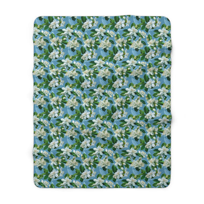 Jasmine Whisper Sherpa Fleece Blanket - Wrap Yourself in Floral Serenity - Softness and Style in Every Thread! Available in 2 sizes.