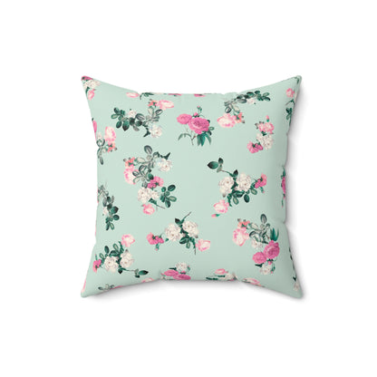 Delicate Rose Garden Square Throw Pillow - Spun Polyester - Double-Sided Print - Concealed Zipper - Available in 4 sizes.