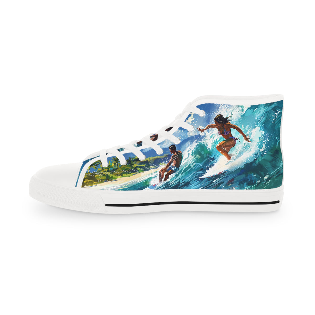 Wave Rider Men's High Top Sneakers - Ride the Hawaiian Surf!