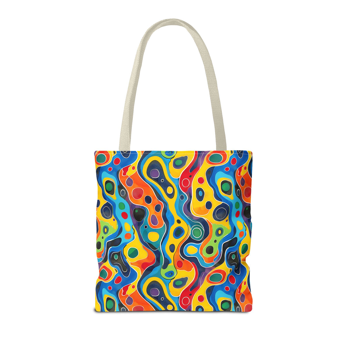 Groovy Splash Tote Bag - Unleash Your Inner Groove with a Splash of Color! Available in 3 sizes.