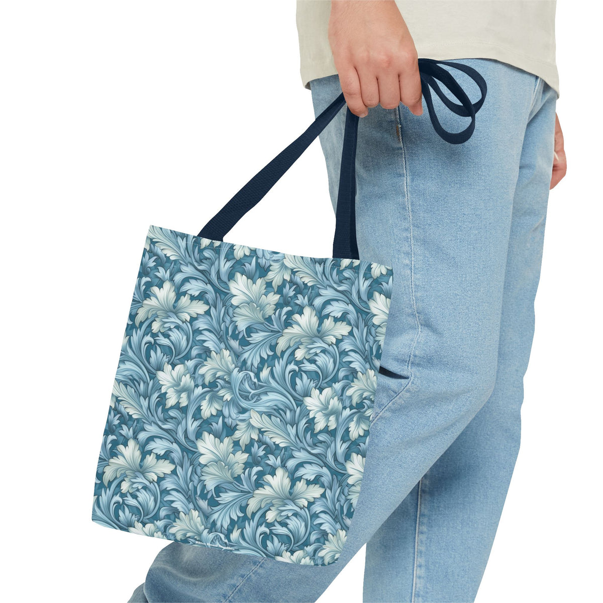 Soft Blue Leaf Tapestry Tote Bag - Leaf Through History with Every Carry! Available in 3 sizes.