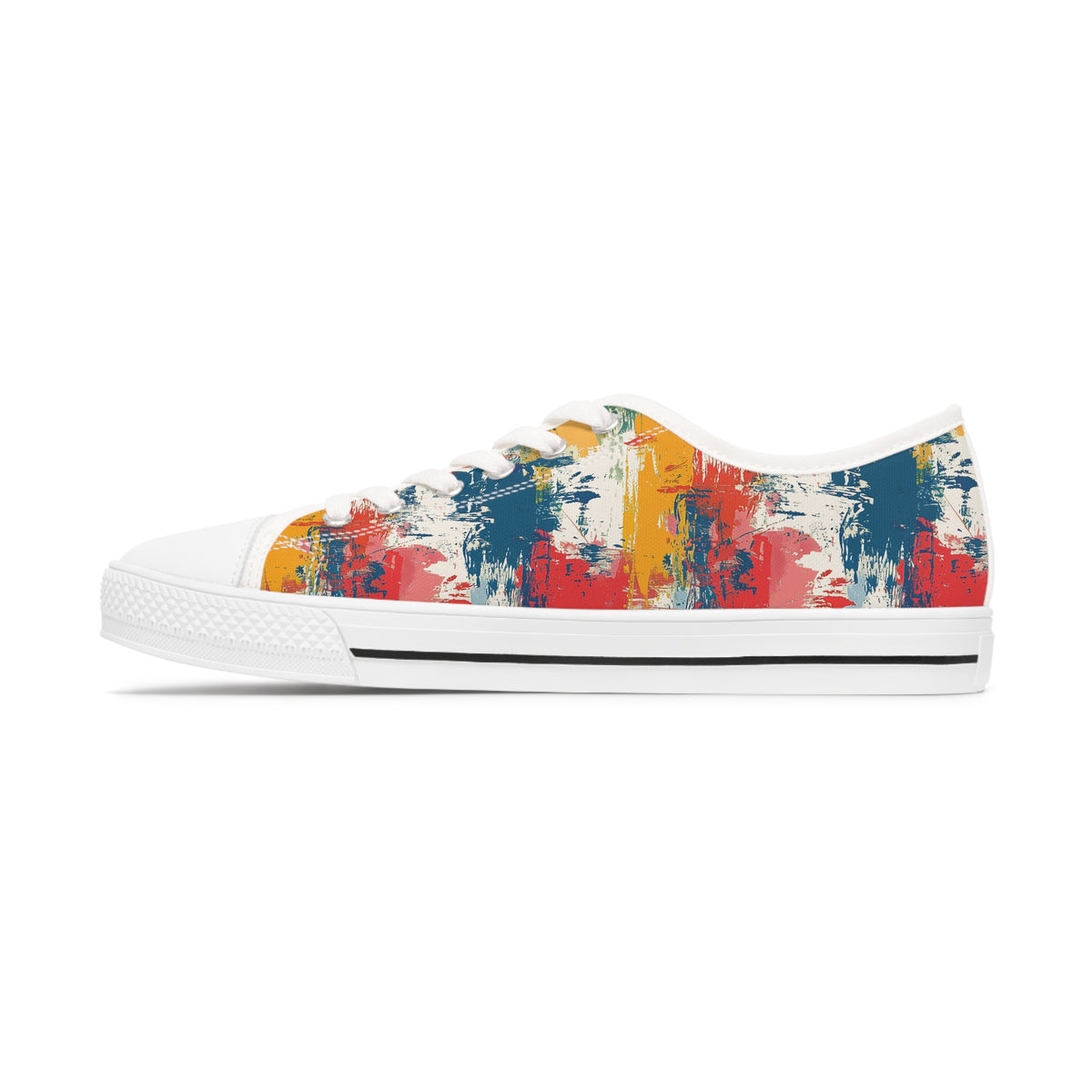 Paint Splash Palette Ladies' Low Top Sneakers - Step into Art – Where Every Step Becomes a Masterpiece!
