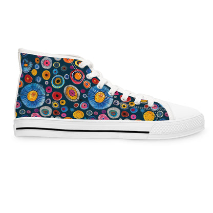 Primordial Space Life Ladies' High Top Sneakers - Explore the Tiny Wonders – Where Science Meets Style!