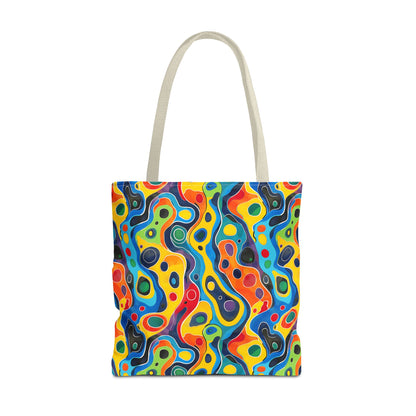 Groovy Splash Tote Bag - Unleash Your Inner Groove with a Splash of Color! Available in 3 sizes.