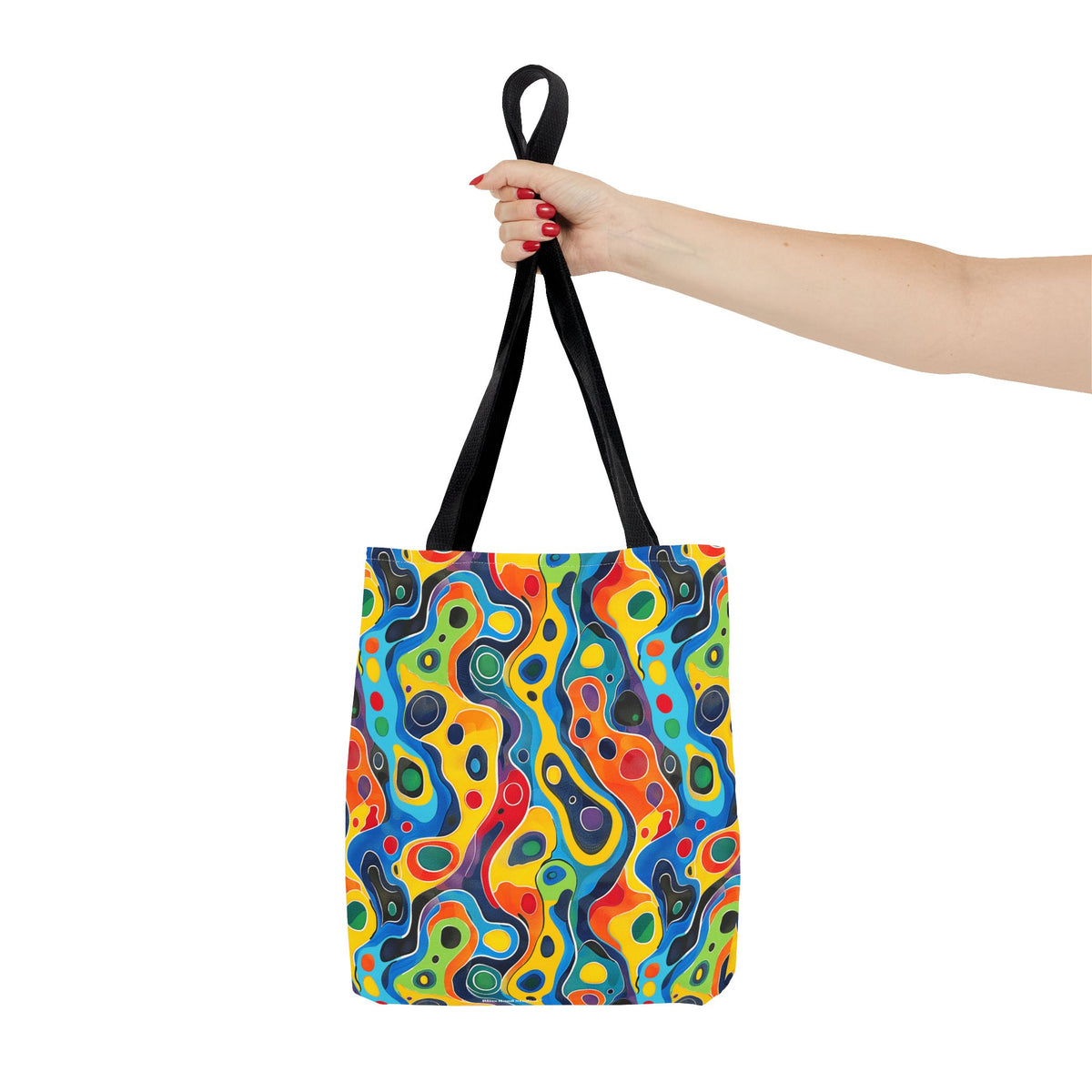 Groovy Splash Tote Bag - Unleash Your Inner Groove with a Splash of Color! Available in 3 sizes.