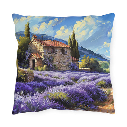 Tuscan Lavender Dreams Square Outdoor Pillow - Spun Polyester - Double-Sided Print - UV-Resistant - Water-Resistant - Available in 3 sizes.