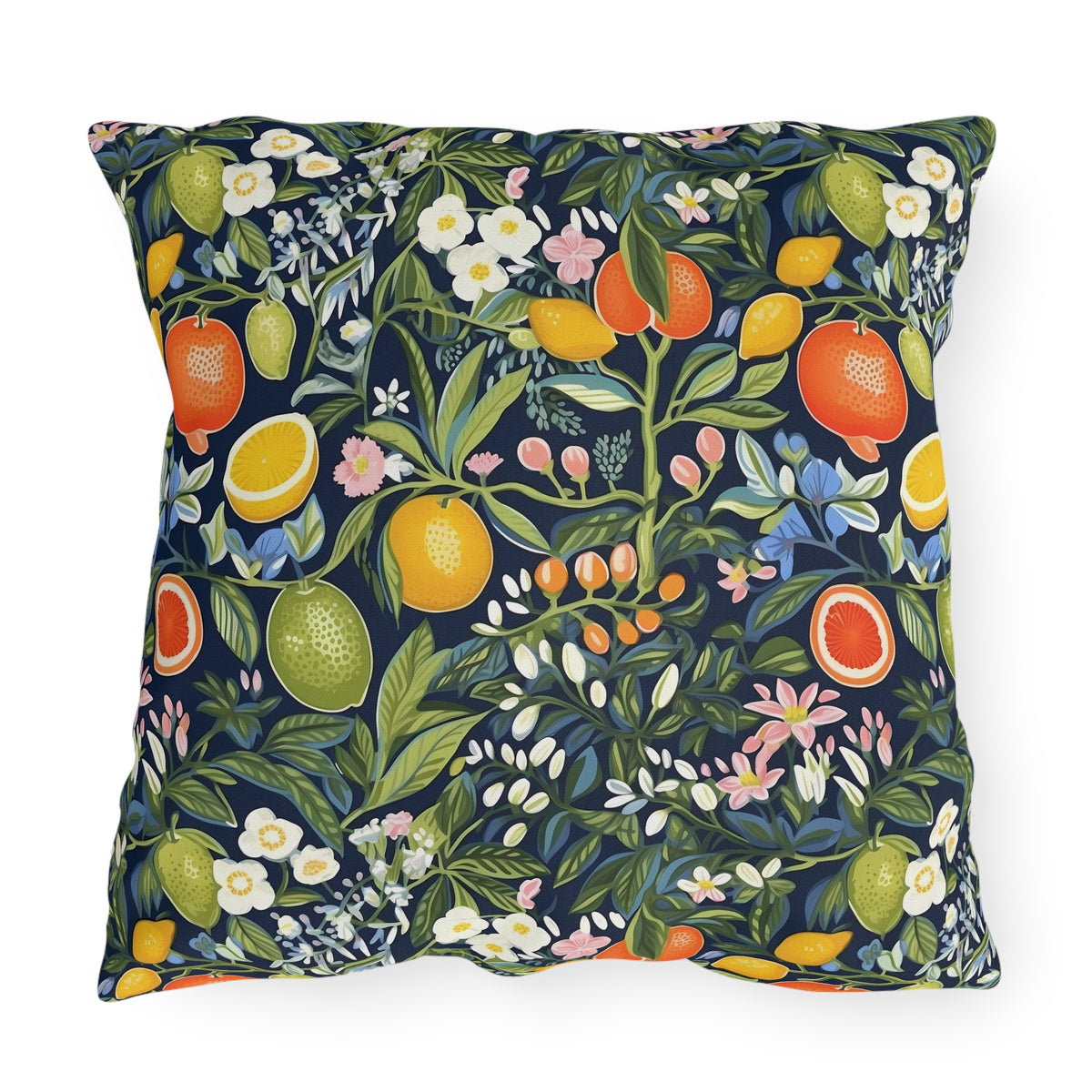 Magical Fruitiness Square Outdoor Pillow - Spun Polyester - Double-Sided Print - UV-Resistant - Water-Resistant - Available in 3 sizes.