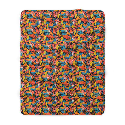 Coral Plume Sherpa Fleece Blanket - Wrap Up in Whimsy - Dive into Cozy Coral Comfort! Available in 2 sizes.