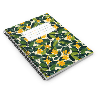 Sunshine Vines Chic Spiral Notebook - Ruled Line - A Notebook as Unique as You!