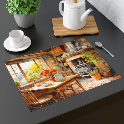 Cozy Cottage Hearth Kitchen Placemat - Warmth on Every Plate – Experience Cottage Comfort! Cotton Twill - 18" x 14"