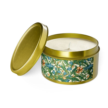 Medieval Meets Modern Vines Tin Candle. Light Up Your Space with Timeless Elegance! Available in 2 sizes, 3 finishes, and 5 scents.