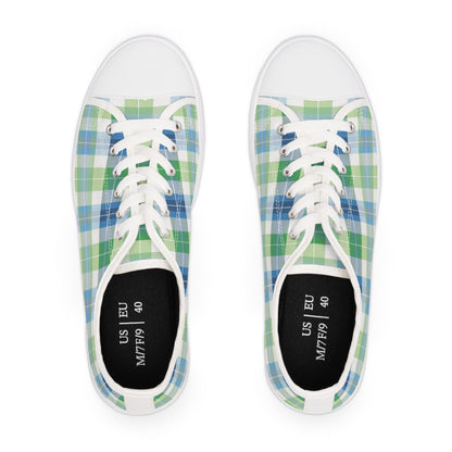 Spring Mist Plaid Ladies' Low Top Sneakers - Sprinkle Your Steps with Spring - Fashion in Full Bloom!