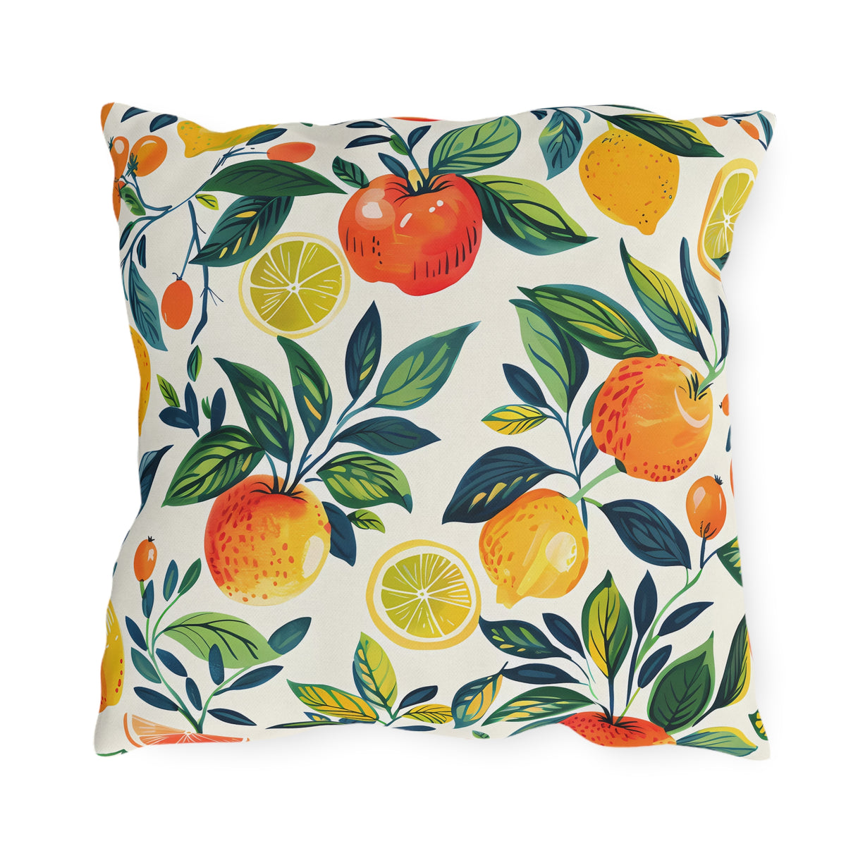 Citrus Breeze Square Outdoor Pillow - Spun Polyester - Double-Sided Print - UV-Resistant - Water-Resistant - Available in 3 sizes.
