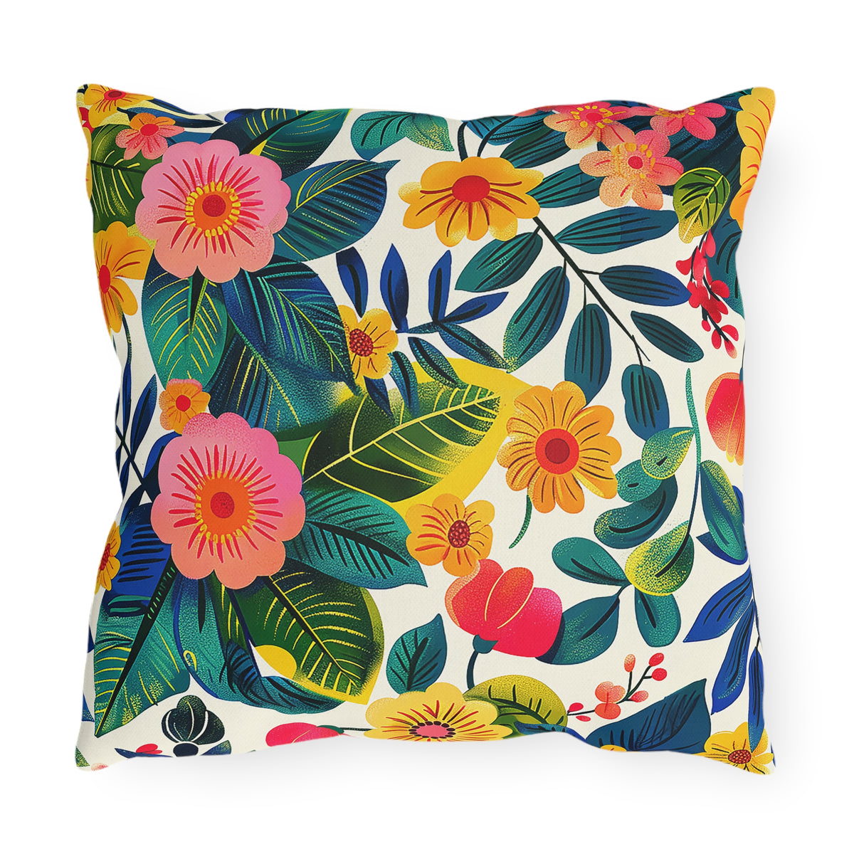 Blossom Bliss Square Outdoor Pillow - Spun Polyester - Double-Sided Print - UV-Resistant - Water-Resistant - Available in 3 sizes.