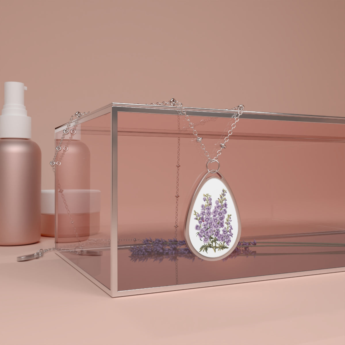 July Birth Month Flower - Larkspur Oval Pendant Necklace - Embrace the Joy of Summer with Larkspur Elegance!