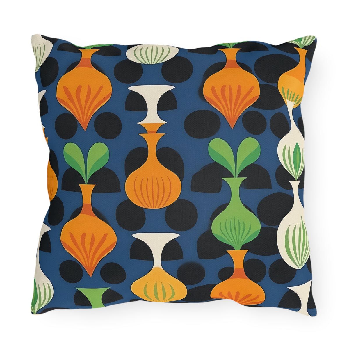 Mod Floating Vases Square Outdoor Pillow - Spun Polyester - Double-Sided Print - UV-Resistant - Water-Resistant - Available in 3 sizes.