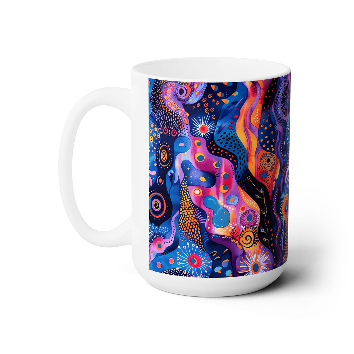 Purple Craziness Ceramic Mug 15 oz. Sip in Style - Vibrancy in Every Cup!