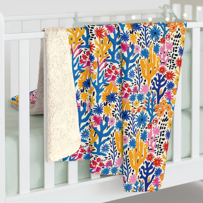Coral Bloom Harmony Sherpa Fleece Blanket - Snuggle in Modern Color and Style! Available in 2 sizes.