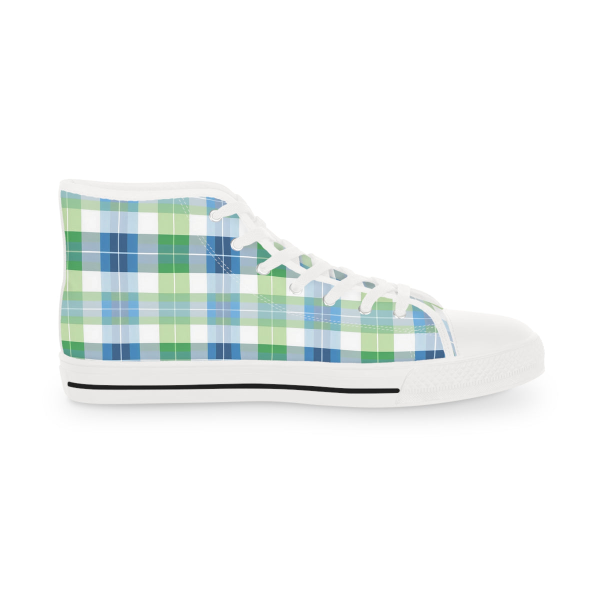 Spring Mist Plaid Men's High Top Sneakers - Elevate Your Step - Step into the Mist!