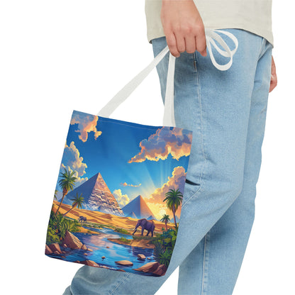 Pyramids of Giza Oasis Tote Bag - Ancient Wonders, Natural Serenity - All in One Bag! Available in 3 sizes.
