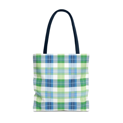 Spring Mist Plaid Tote Bag - Tote Your Essentials in Style - Fresh Plaid for Bright Days! Available in 3 sizes.