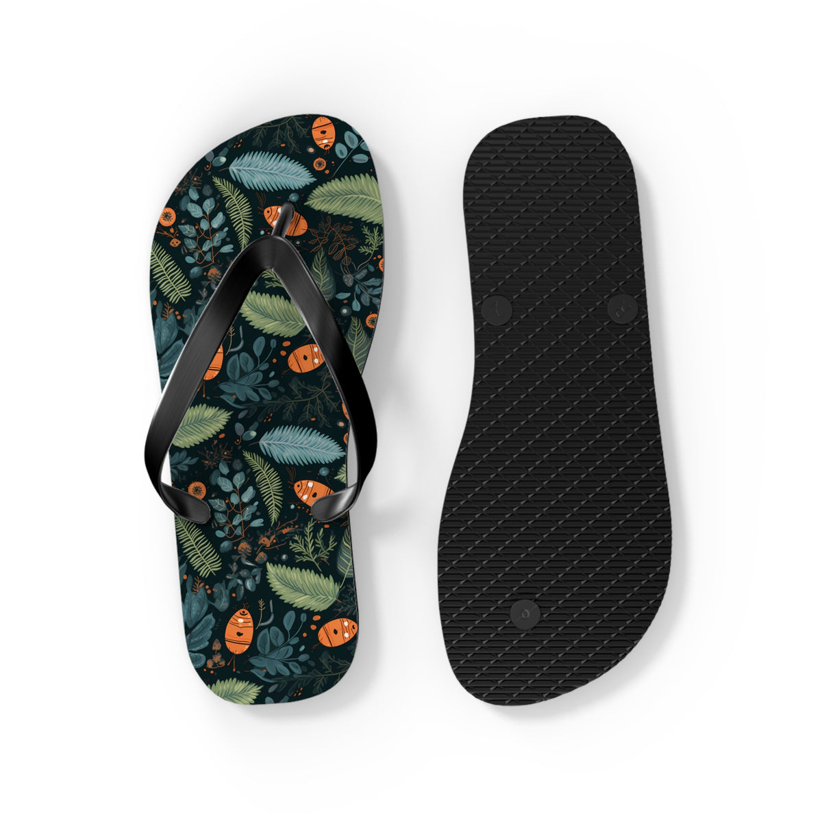 Mysterious Ferns Flip Flops - 5/8" Thick Comfortable Summer or Winter Gym/Sauna Footwear for Men, Women