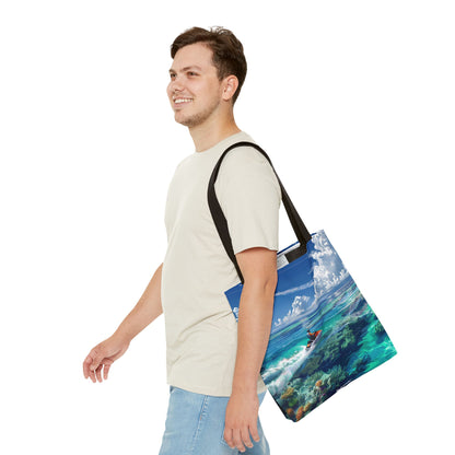 Jet Ski Tropical Paradise Tote Bag - Carry the Coastline - Where Adventure Meets Accessories! Available in 3 sizes.